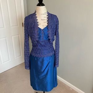 Custom made dupioni silk and Chantelle lace dress size 6 .